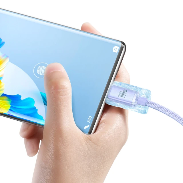 Кабель Baseus Crystal Shine USB-A to USB-C 2m Purple (CAJY000505)