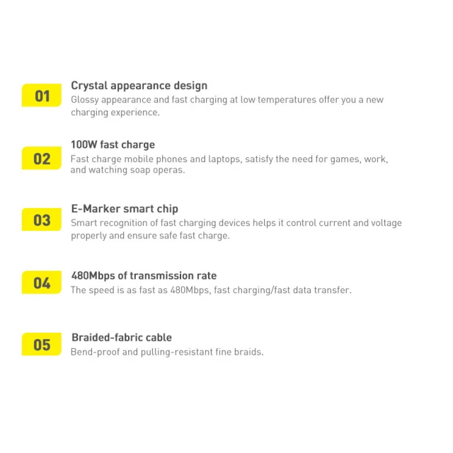 Кабель Baseus Crystal Shine USB-C to USB-C 2m Black (CAJY000705)