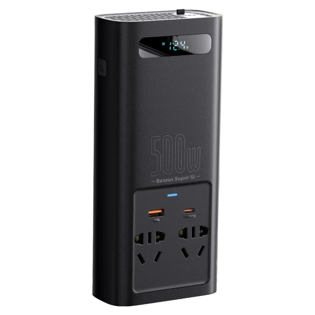 Автомобільний інвертор Baseus Super Si Power 150W 12V/500W 220V CN/EU Black (CGNB000101)