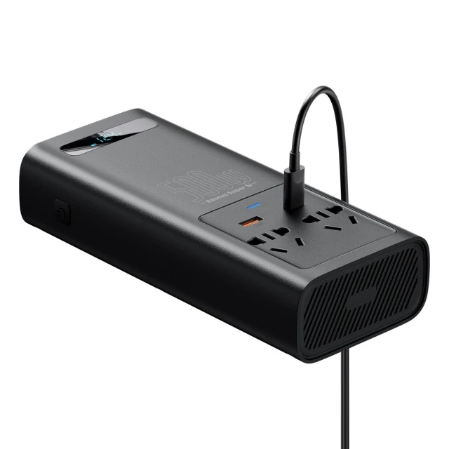 Автомобільний інвертор Baseus Super Si Power 150W 12V/500W 220V CN/EU Black (CGNB000101)