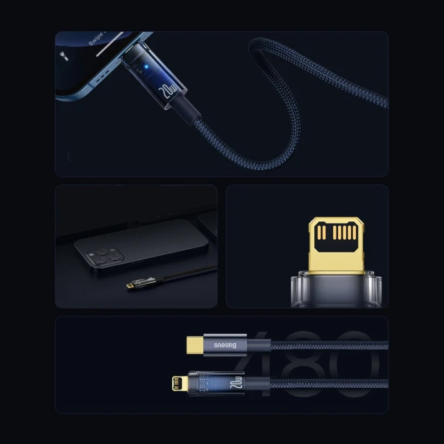Кабель Baseus Explorer USB-C to Lightning 1m Blue (CATS000003)