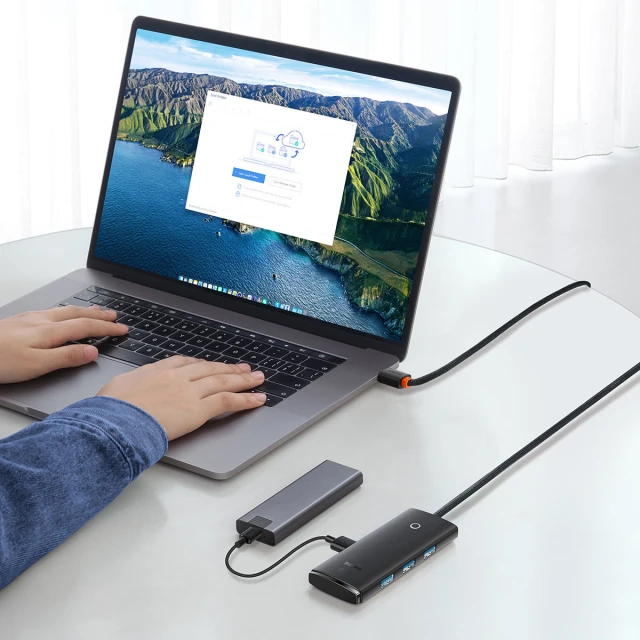 Адаптер Baseus Lite Series HUB USB-A на 4xUSB-A 3.0 5Gb Black (WKQX030101)