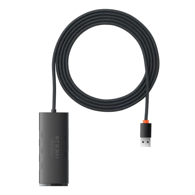 USB-хаб Baseus Lite Series 5-in-1 USB-A to 4xUSB-A/USB-C 2m Black (WKQX030201)