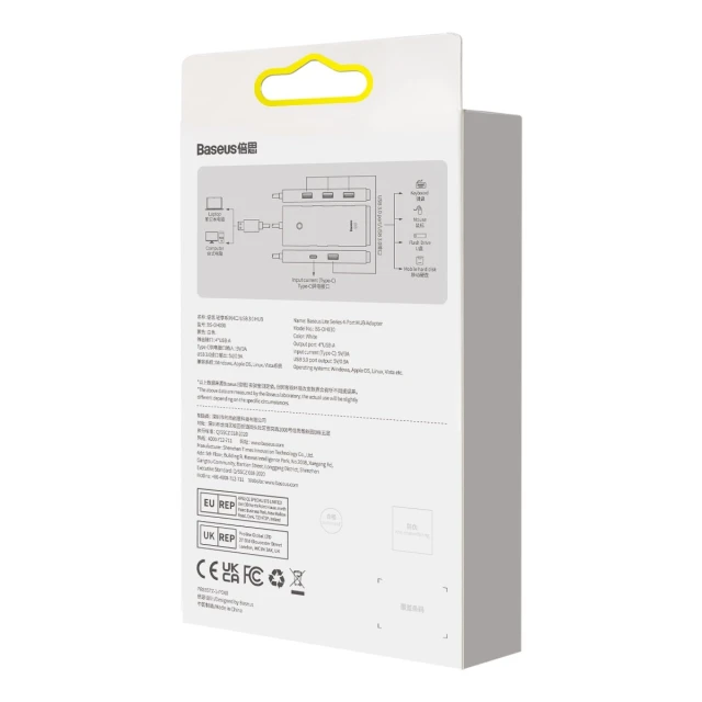 USB-хаб Baseus Lite Series Hub 4-in-1 USB-C to 4хUSB-A/USB-C 0.25m Black (WKQX030301)