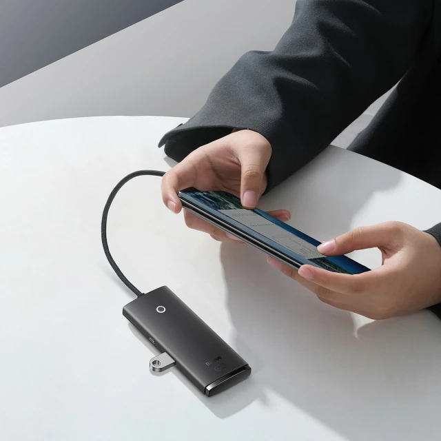 USB-хаб Baseus Lite Series Hub 4-in-1 USB-C to 4хUSB-A/USB-C 0.25m Black (WKQX030301)