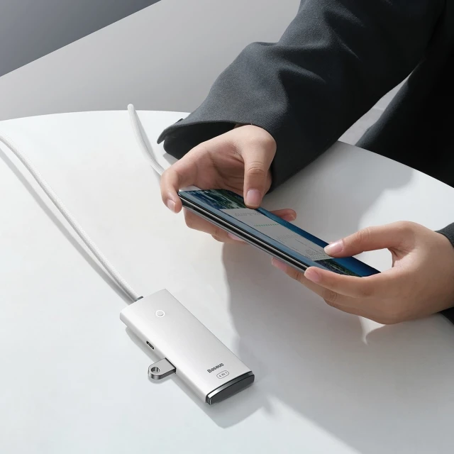 USB-хаб Baseus Lite Series Hub 4-in-1 USB-C to 4хUSB-A/USB-C 2m White (WKQX030502)