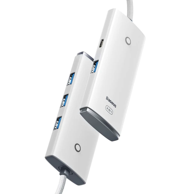 USB-хаб Baseus Lite Series Hub 4-in-1 USB-C to 4хUSB-A/USB-C 2m White (WKQX030502)