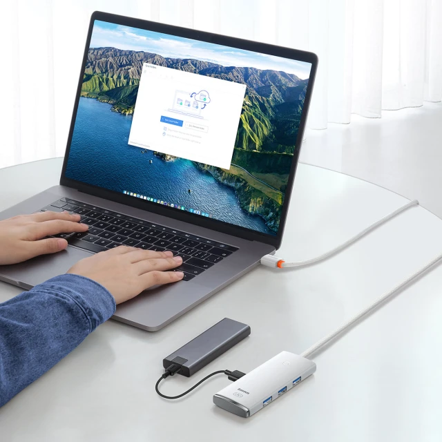 USB-хаб Baseus Lite Series Hub 4-in-1 USB-C to 4хUSB-A/USB-C 2m White (WKQX030502)