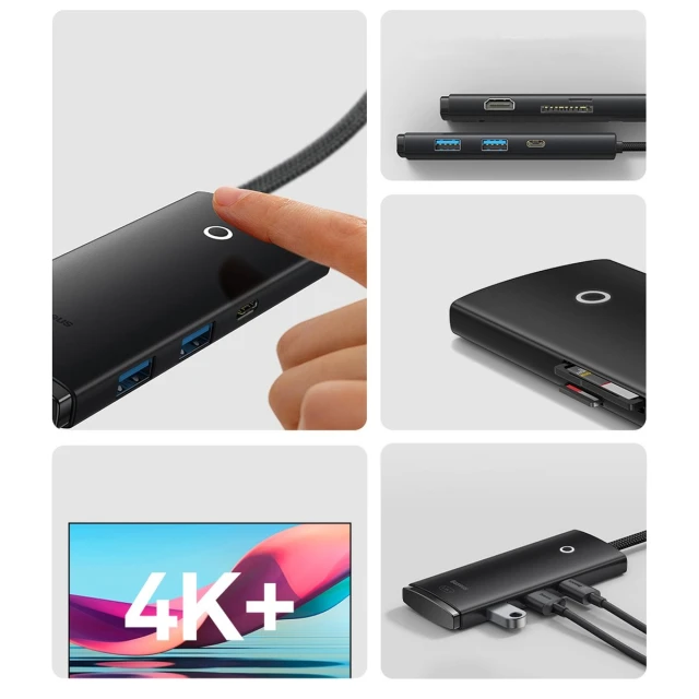USB-хаб Baseus Lite Series 6-in-1 USB-C to 2xUSB-A/USB-C/HDMI/SD/TF Black (WKQX050001)