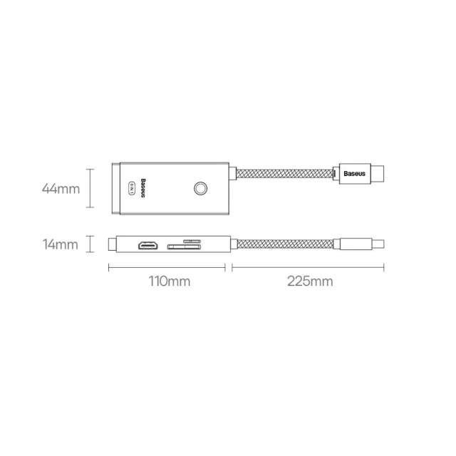 USB-хаб Baseus Lite Series 6-in-1 USB-C to 2xUSB-A/USB-C/HDMI/SD/TF Black (WKQX050001)