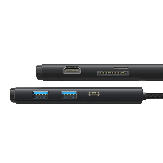 USB-хаб Baseus Lite Series 6-in-1 USB-C to 2xUSB-A/USB-C/HDMI/SD/TF Black (WKQX050101)