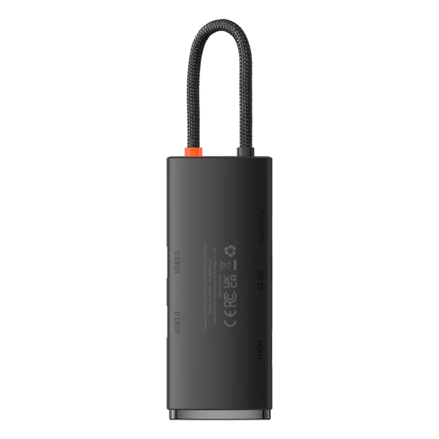 USB-хаб Baseus Lite Series 6-in-1 USB-C to 2xUSB-A/USB-C/HDMI/SD/TF Black (WKQX050101)
