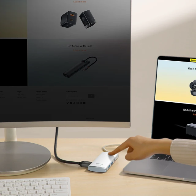 USB-хаб Baseus Lite Series 6-in-1 USB-C to 2xUSB-A/USB-C/HDMI/SD/TF White (WKQX050102)