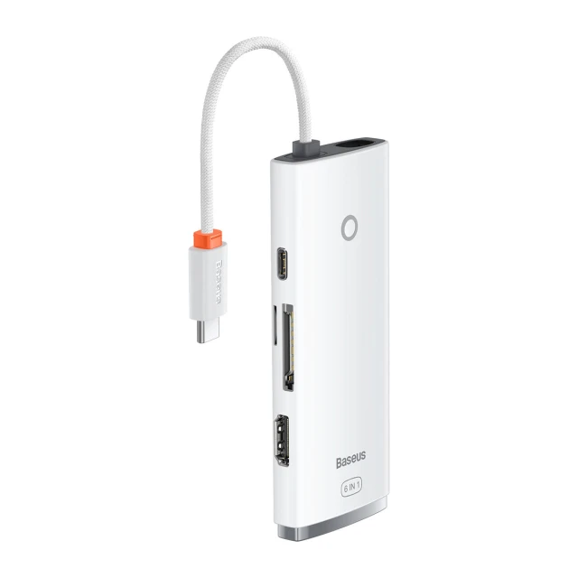 USB-хаб Baseus Lite Series 6-in-1 USB-C to 2xUSB-A/USB-C/HDMI/SD/TF White (WKQX050102)