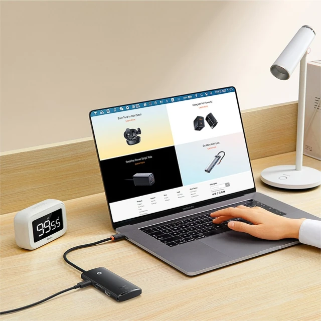 USB-хаб Baseus Lite Series 6-in-1 USB-C to 2xUSB-A/USB-C/HDMI/SD/TF White (WKQX050102)