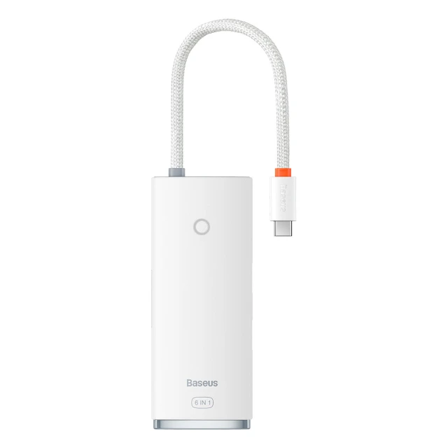 USB-хаб Baseus Lite Series 6-in-1 USB-C to 2xUSB-A/USB-C/HDMI/SD/TF White (WKQX050102)