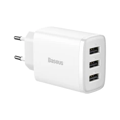 Мережевий зарядний пристрій Baseus Compact 17W 3xUSB-A White (CCXJ020102)