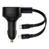 Автомобільний зарядний пристрій Baseus Enjoyment Retractable 30W with Lightning/USB-C Cable Black (CGTX000001)