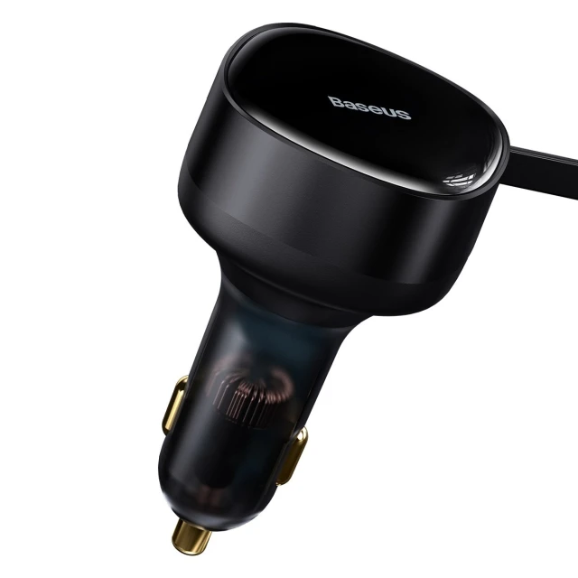 Автомобільний зарядний пристрій Baseus Enjoyment Retractable 30W with Lightning/USB-C Cable Black (CGTX000001)
