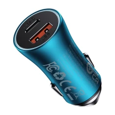 Автомобільний зарядний пристрій Baseus Golden Contactor Max Dual Fast Charger Car Charger USB + USB Type-C Blue (CGJM000103)