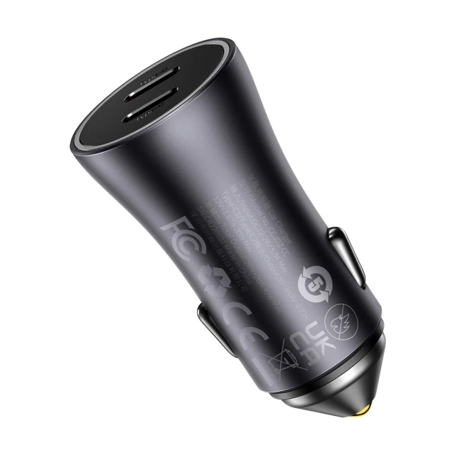 Автомобільний зарядний пристрій Baseus Golden Contactor Pro 40W 2xUSB-C Grey (CGJP000013)