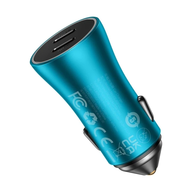 Автомобільний зарядний пристрій Baseus Golden Contactor Pro 40W 2xUSB-C Blue (CGJP000003)