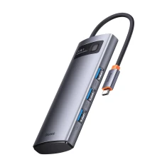 USB-хаб Baseus Metal Gleam Series 4-in-1 USB Type C - 4 x USB 3.2 Gen. 1 Gray (WKWG070013)