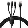 Кабель Baseus Flash Series II One-for-three Fast Charging Data Cable 100W USB - USB Typ C / Lightning / micro USB 1.2m Black (CASS030001)