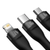 Кабель Baseus Flash Series II One-for-three Fast Charging Data Cable 100W USB - USB Typ C / Lightning / micro USB 1.2m Black (CASS030001)