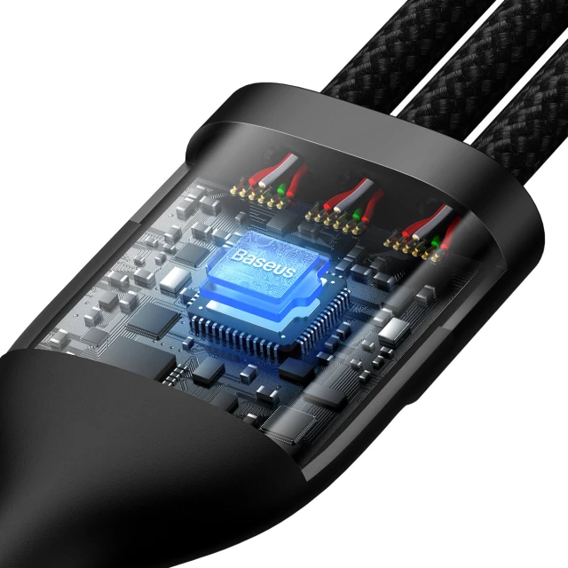 Кабель Baseus Flash Series II One-for-three Fast Charging Data Cable 100W USB - USB Typ C / Lightning / micro USB 1.2m Black (CASS030001)