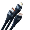 Кабель Baseus Flash Series II One-for-three Fast Charging Data Cable 100W USB - USB Typ C / Lightning / micro USB 1.2m Blue (CASS030003)