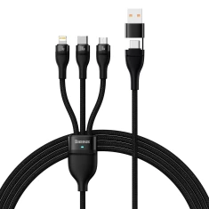 Кабель Baseus Flash 2 USB-A/USB-C to USB-C/Lightning/Micro-USB 1.2m Black (CASS030101)