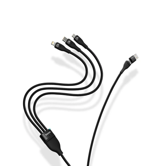 Кабель Baseus Flash 2 USB-A/USB-C to USB-C/Lightning/Micro-USB 1.2m Black (CASS030101)