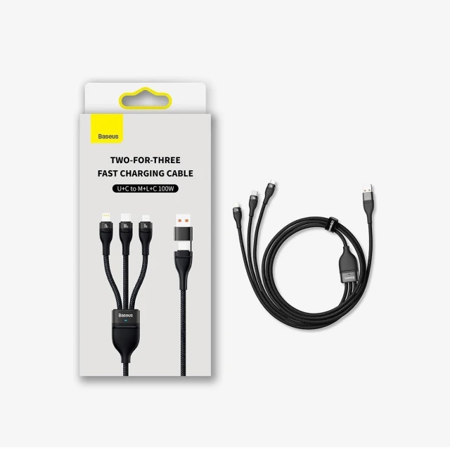Кабель Baseus Flash 2 USB-A/USB-C to USB-C/Lightning/Micro-USB 1.2m Blue (CASS030103)