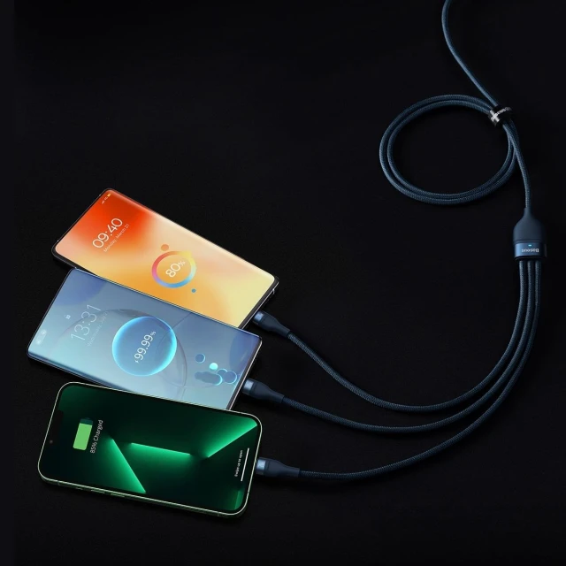 Кабель Baseus Flash 2 USB-A/USB-C to USB-C/Lightning/Micro-USB 1.5m Blue (CASS030203)
