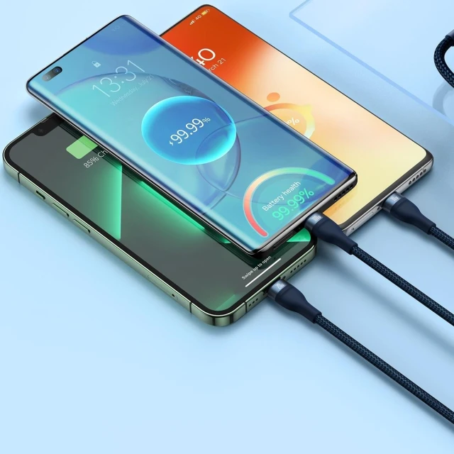 Кабель Baseus Flash 2 USB-A/USB-C to USB-C/Lightning/Micro-USB 1.5m Blue (CASS030203)
