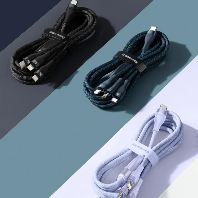Кабель Baseus Flash 2 USB-A/USB-C to USB-C/Lightning/Micro-USB 1.5m Purple (CASS030205)
