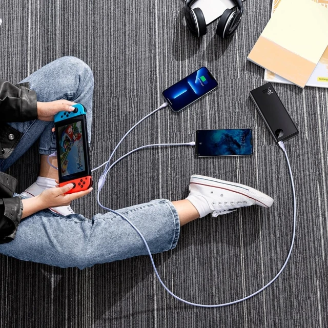 Кабель Baseus Flash 2 USB-A/USB-C to USB-C/Lightning/Micro-USB 1.5m Purple (CASS030205)