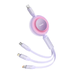 Кабель Baseus Bright Mirror 2 3-in-1 USB-C to USB-C/Lightning/Micro-USB 1.1m Purple (CAMJ010205)