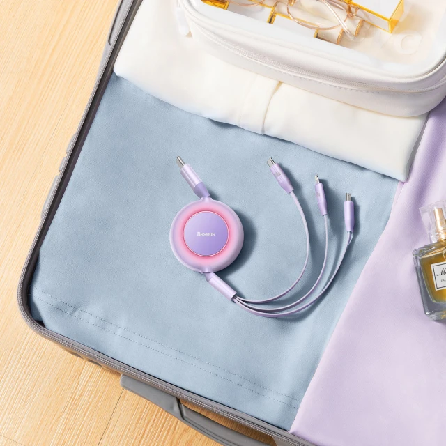 Кабель Baseus Bright Mirror 2 3-in-1 USB-C to USB-C/Lightning/Micro-USB 1.1m Purple (CAMJ010205)