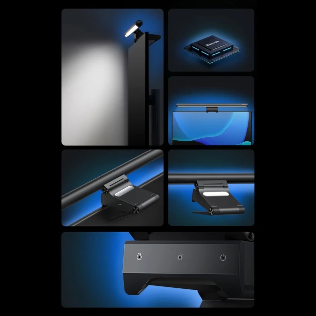 Настільна світлодіодна лампа Baseus i-wok2 Series USB Asymmetric Light Source Screen Hanging Black (DGIW000101)