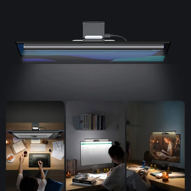 Настільна світлодіодна лампа Baseus i-wok2 Series USB Asymmetric Light Source Screen Hanging Black (DGIW000101)