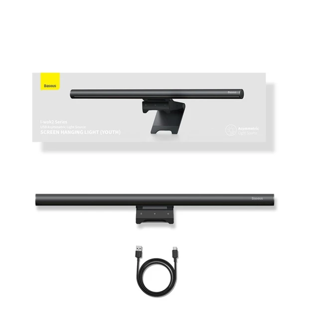 Настільна світлодіодна лампа Baseus i-wok2 Series USB Asymmetric Light Source Screen Hanging Black (DGIW000101)