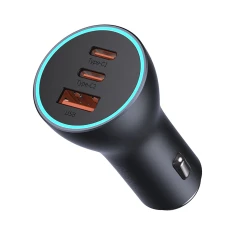 Автомобільний зарядний пристрій Baseus Golden Contactor Triple Fast Charger 65W 2xUSB-C/USB-A Dark Grey (CGJP010013)