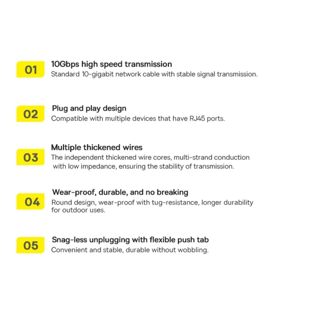 Кабель Baseus Seven High Speed RJ45 Network Cable 10Gbps 1m Black (WKJS010101)