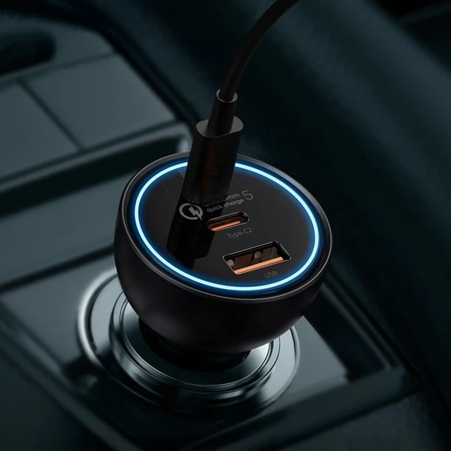 Автомобільна зарядка Baseus 160W з технологією Qualcomm® Quick Charge™ 5 2xUSB-C 1xUSB-A Grey (6932172611897)