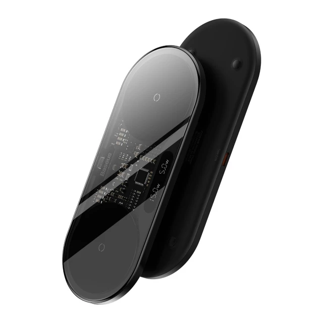 Бездротовий зарядний пристрій Baseus Digital LED Display Universal Version 2-in-1 20W Black (WXSX010101)