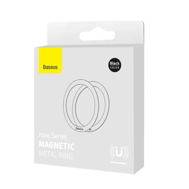 Магнитное кольцо Baseus Halo Series Magnetic Ring Silver Black (2 Pack) (PCCH000001)