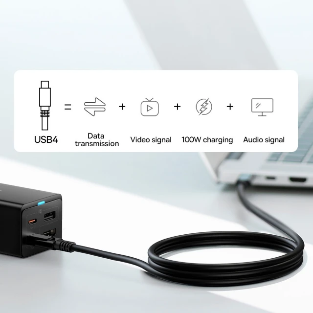 Мережевий зарядний пристрій Baseus Baseus GaN5 Pro HUB 2xUSB-C/HDMI/USB-A 67W USB-C to USB-C Cable Black (CCGP110201)