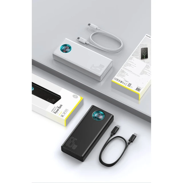Портативний зарядний пристрій Baseus Amblight Overseas Edition 65W 30000mAh White (PPLG000102)